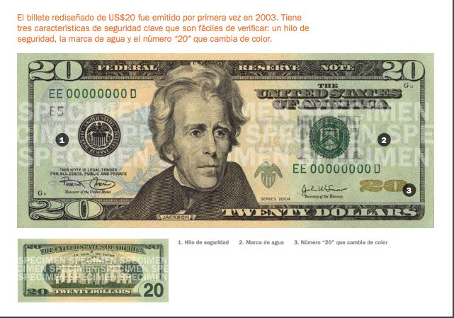 billete de veinte dolares de estados unidos