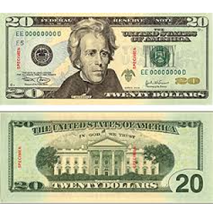 comprar billetes de usd 20 online