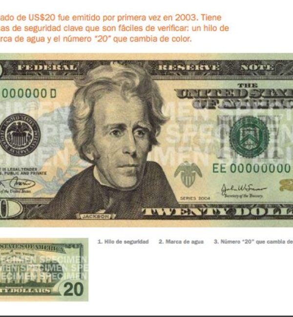 billete de veinte dolares de estados unidos